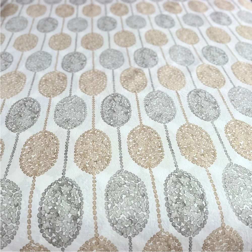 RARE West Elm Medallion Dot Full/Queen Duvet Cover Gray White Tan Modern Cotton